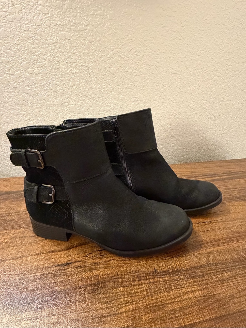 Comfortiva Black Ankle Booties with Buckle Straps - 7M